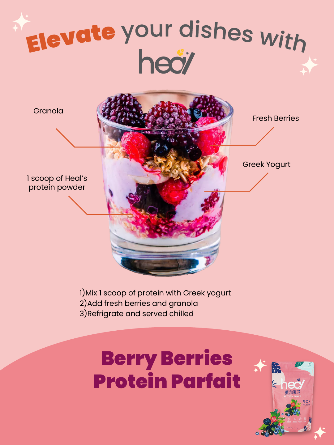 [Subscription Plan] Heal Berry Berries Protein Shake, 15 Servings Value Pack