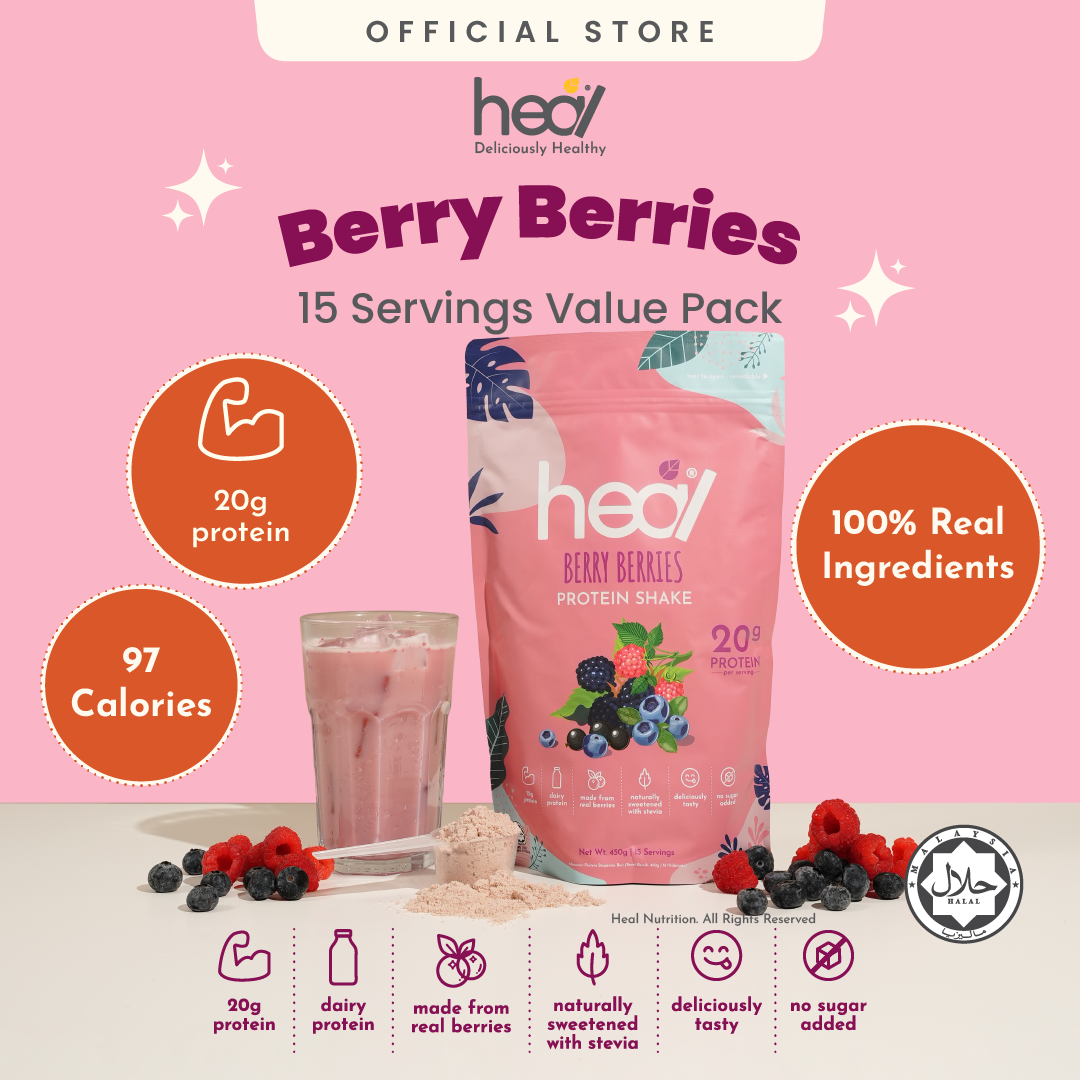 Heal Berry Berries Protein Shake, 15 Servings Value Pack