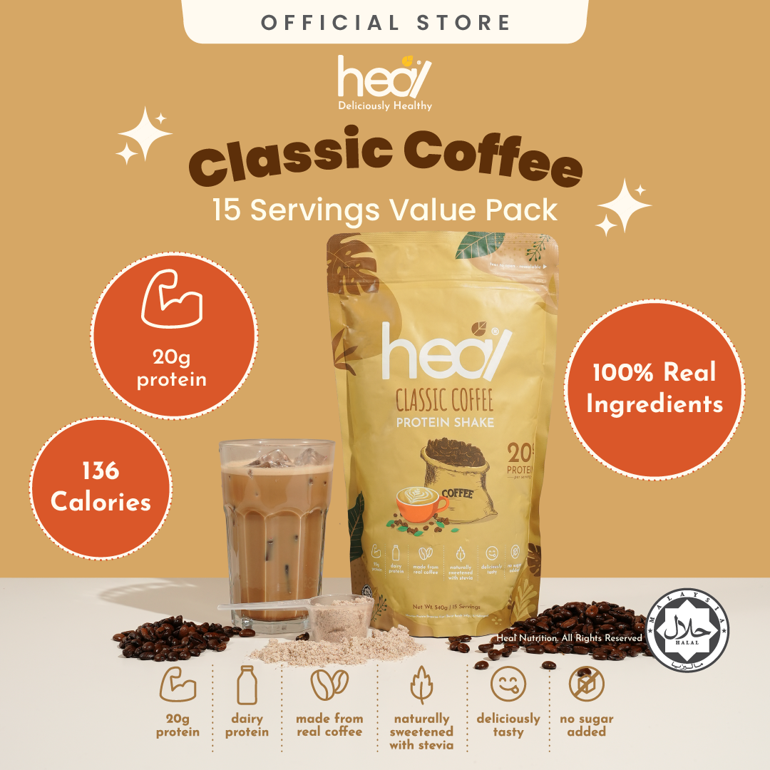 [Subscription Plan] Heal Classic Coffee Protein Shake, 15 Servings Value Pack