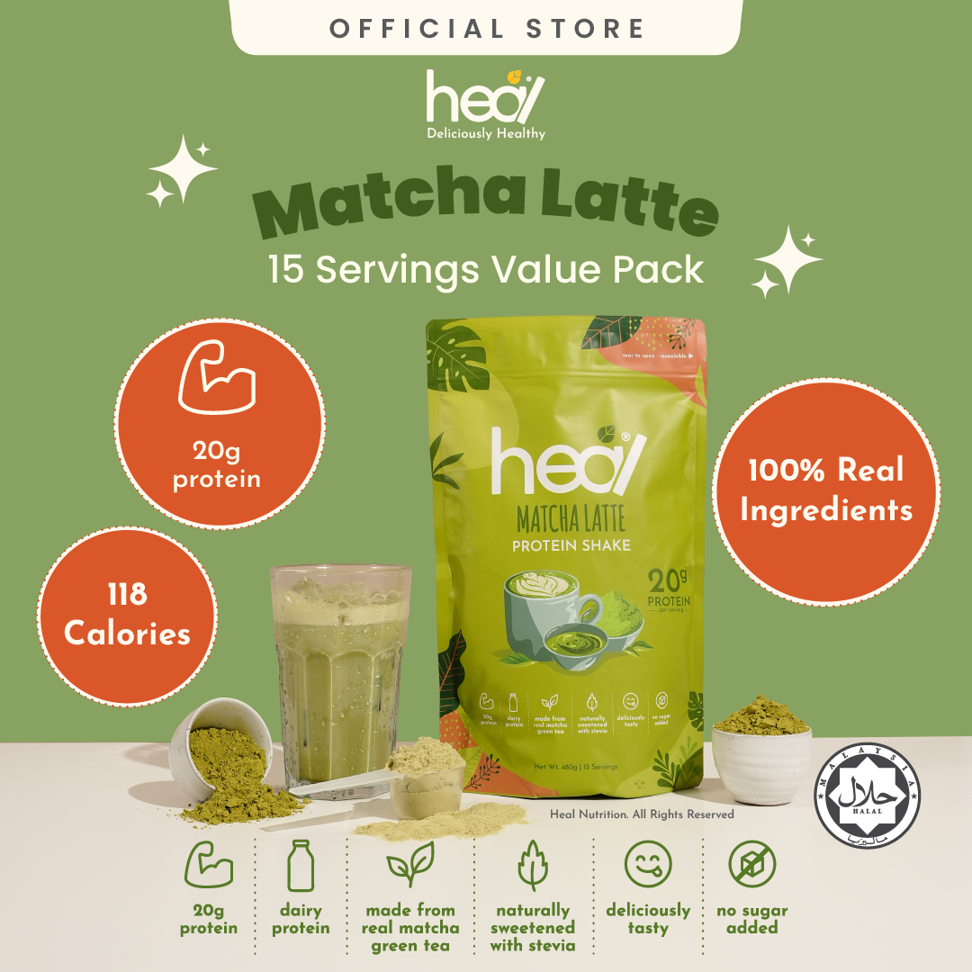 [Subscription Plan] Heal Matcha Latte Protein Shake, 15 Servings Value Pack