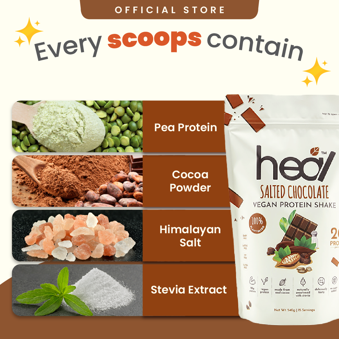 [Subscription Plan] Heal Salted Chocolate Vegan Protein Shake, 15 Servings Value Pack