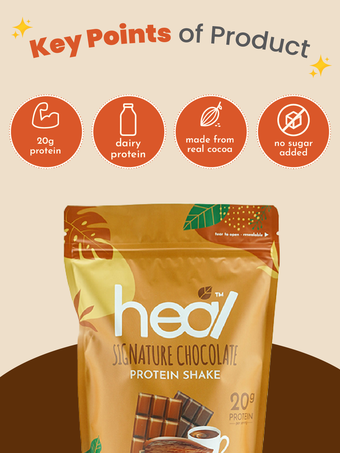 Heal Signature Chocolate Protein Shake, 15 Servings Value Pack