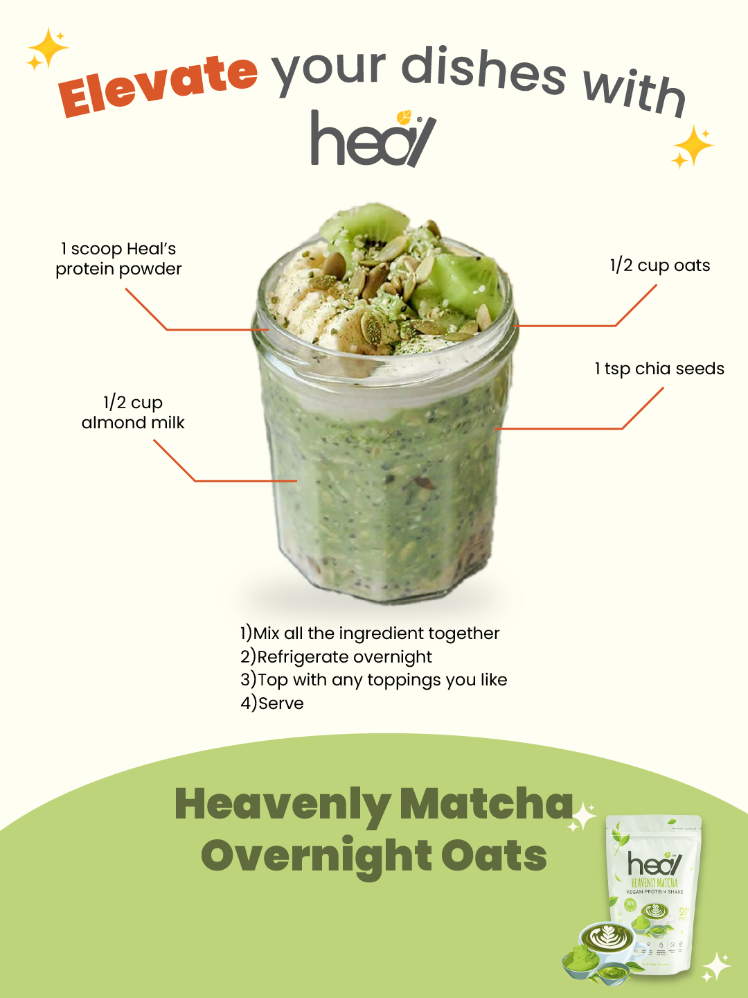 [Subscription Plan] Heal Heavenly Matcha Vegan Protein Shake, 15 Servings Value Pack