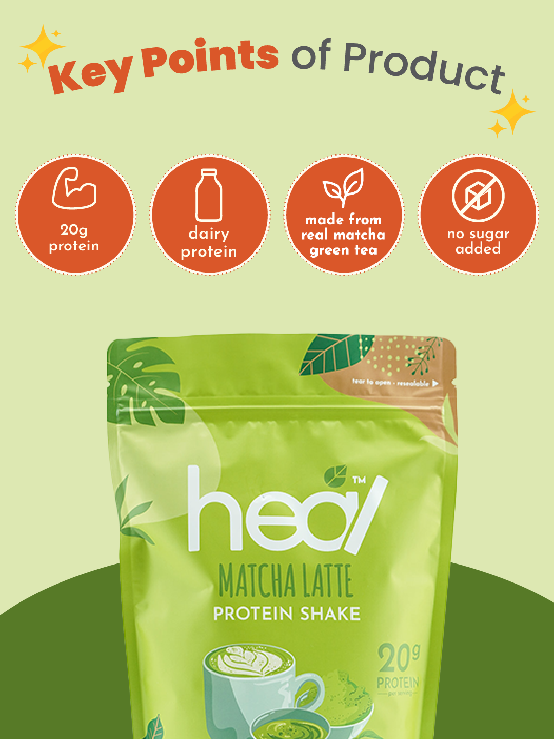 Heal Matcha Latte Protein Shake, 15 Servings Value Pack