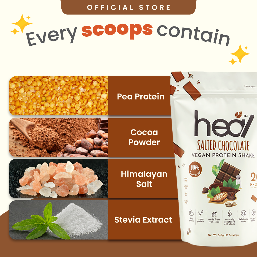 [Subscription Plan] Heal Salted Chocolate Vegan Protein Shake, 15 Servings Value Pack