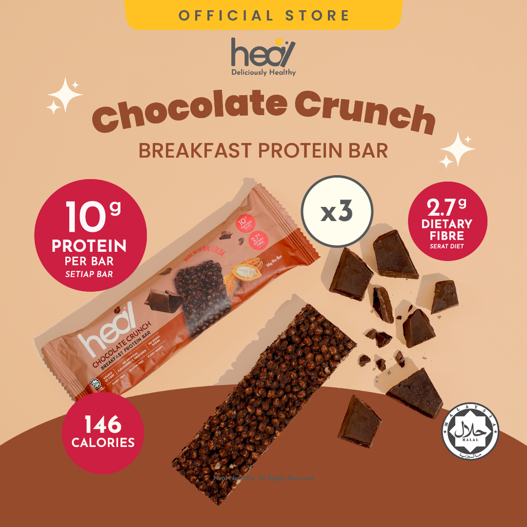 Heal Chocolate Crunch Breakfast Protein Bar (38g) - HALAL