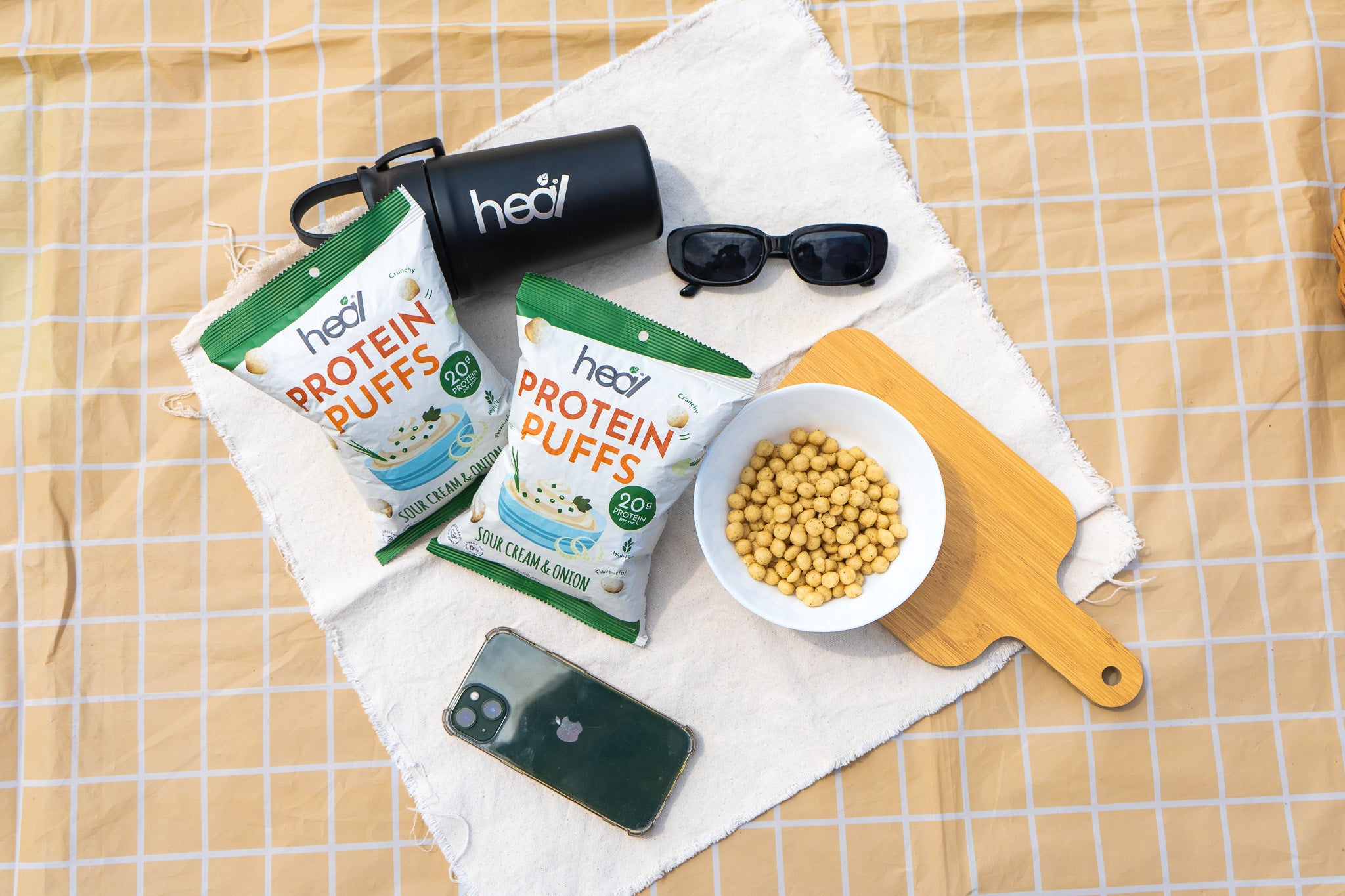 Heal Protein Puffs Sour Cream & Onion (48g) - Creamy Crunch with High ...