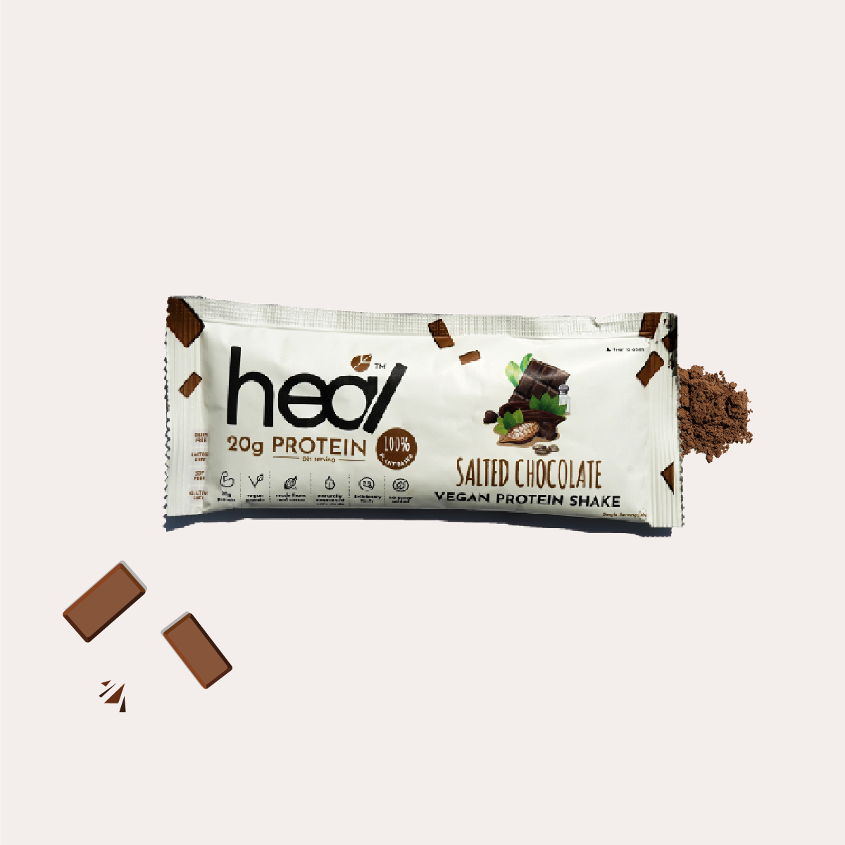 Heal Salted Chocolate Vegan Protein Shake, Single Sachet (36g)