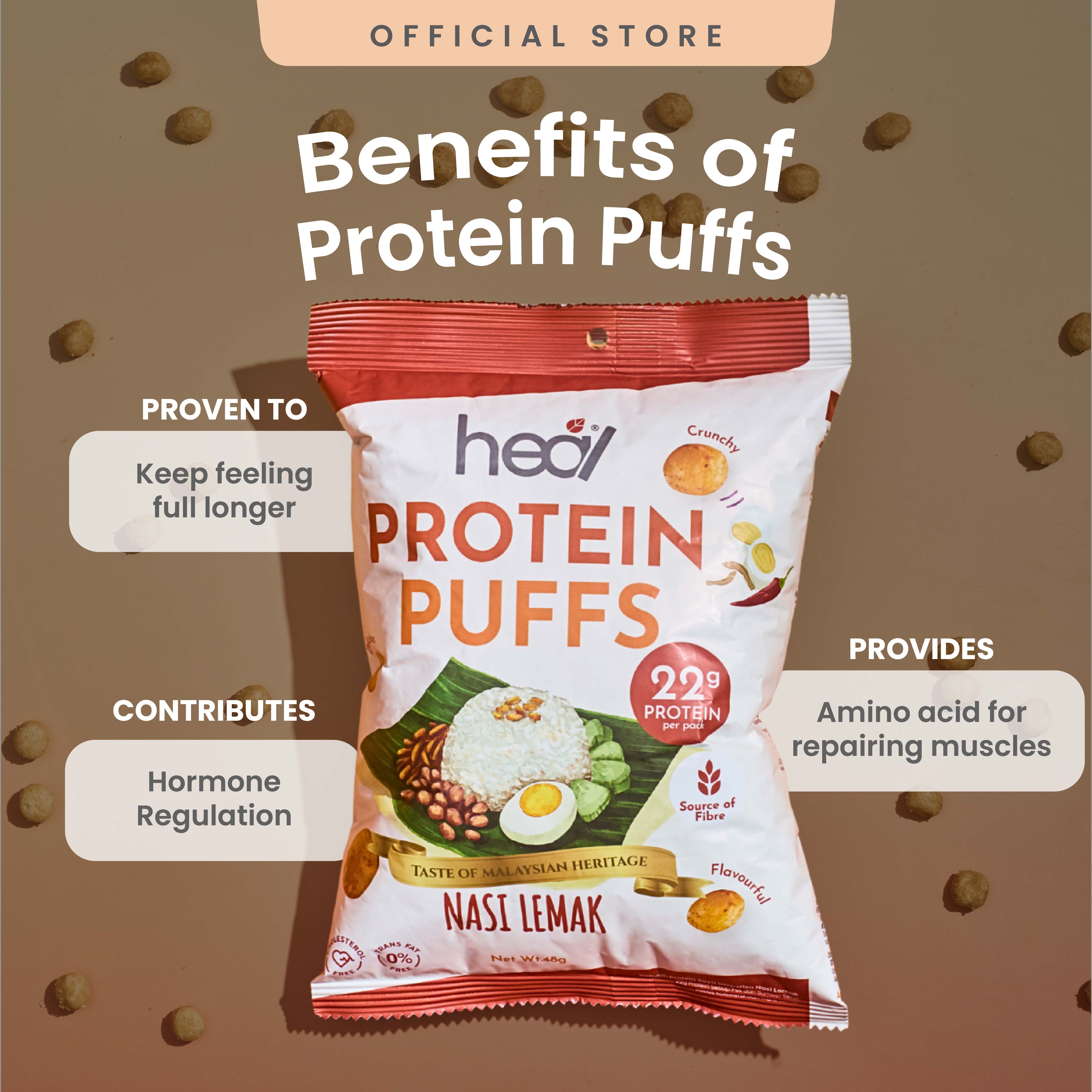 Heal Nasi Lemak Protein Puffs - 48g (Limited Edition Merdeka Special)