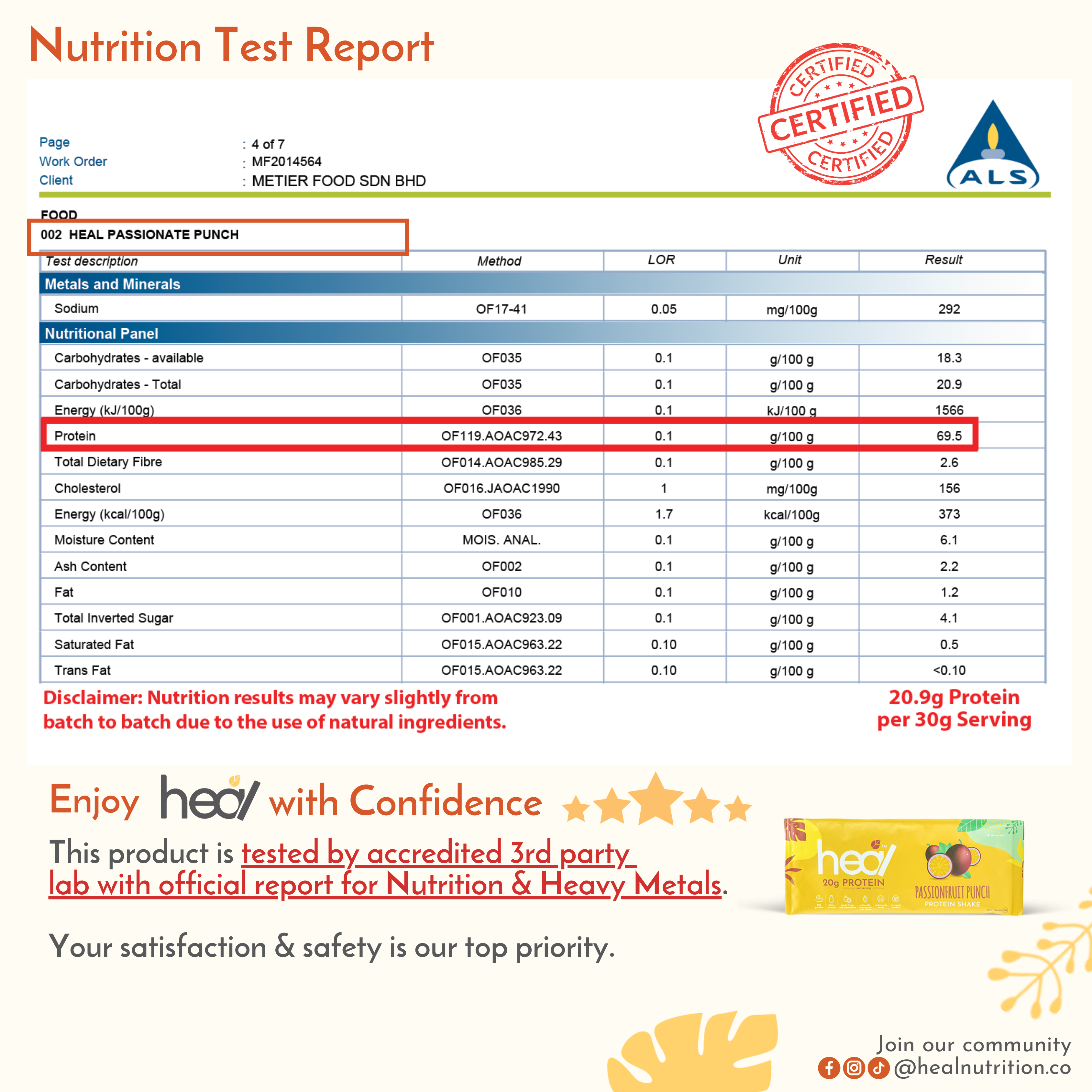 Heal Passionfruit Punch Protein Shake, 15 Servings Value Pack