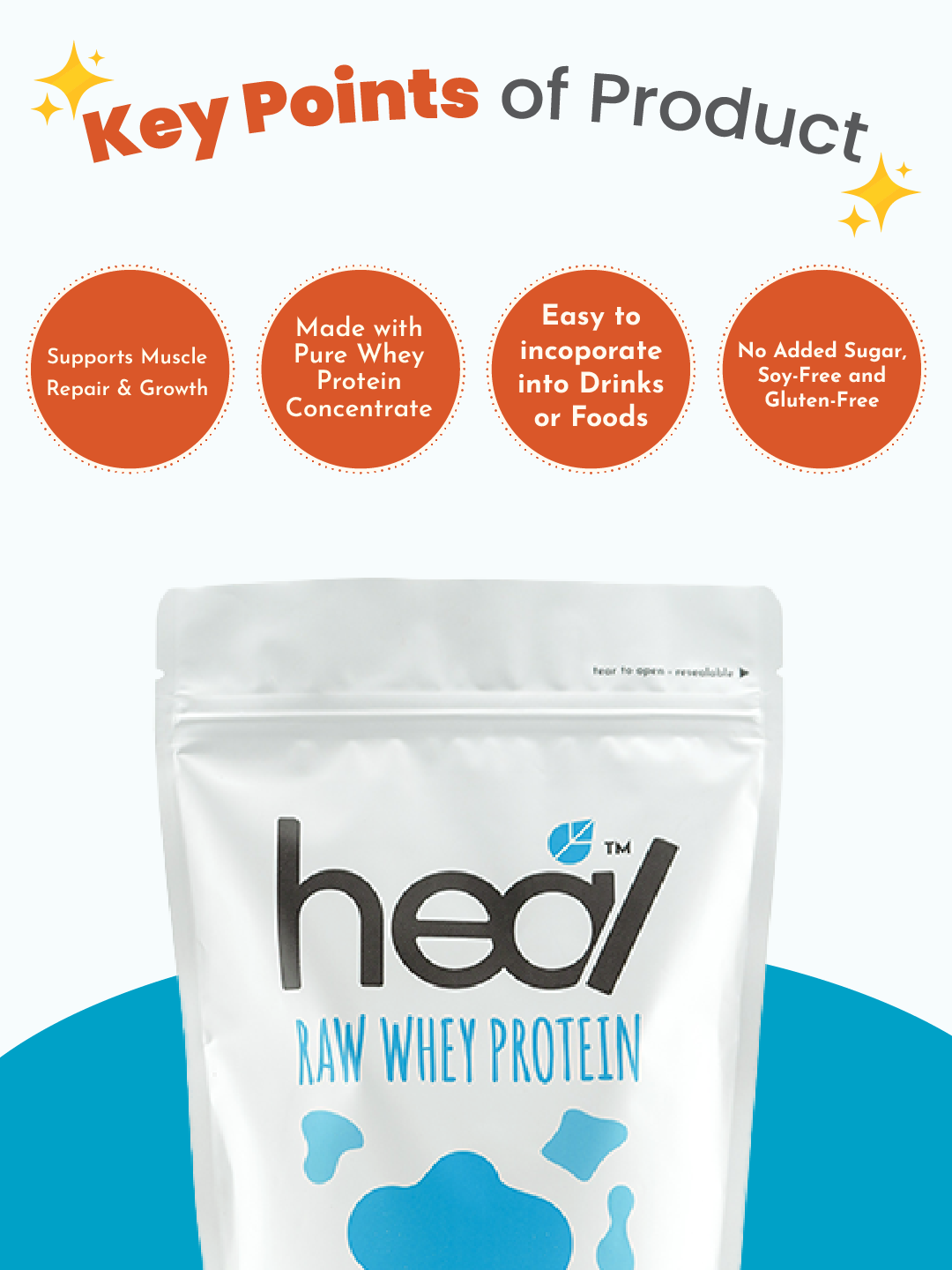 Heal Unflavored Whey Protein Powder, 500g – Heal Nutrition MY