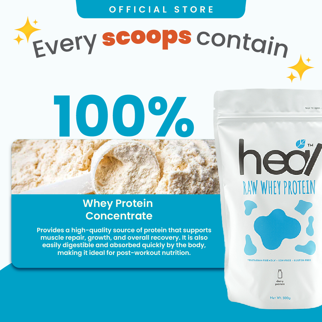 Heal Unflavored Whey Protein Powder, 500g – Heal Nutrition MY