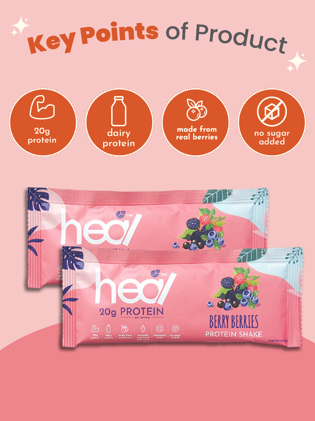 Heal Berry Berries Protein Shake, 16 Sachets (30g)