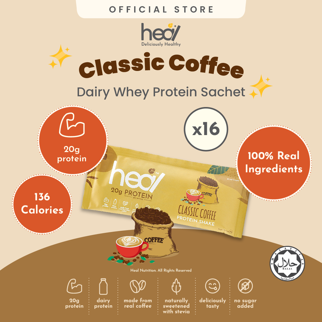 Heal Classic Coffee Protein Shake, 16 Sachets (36g)