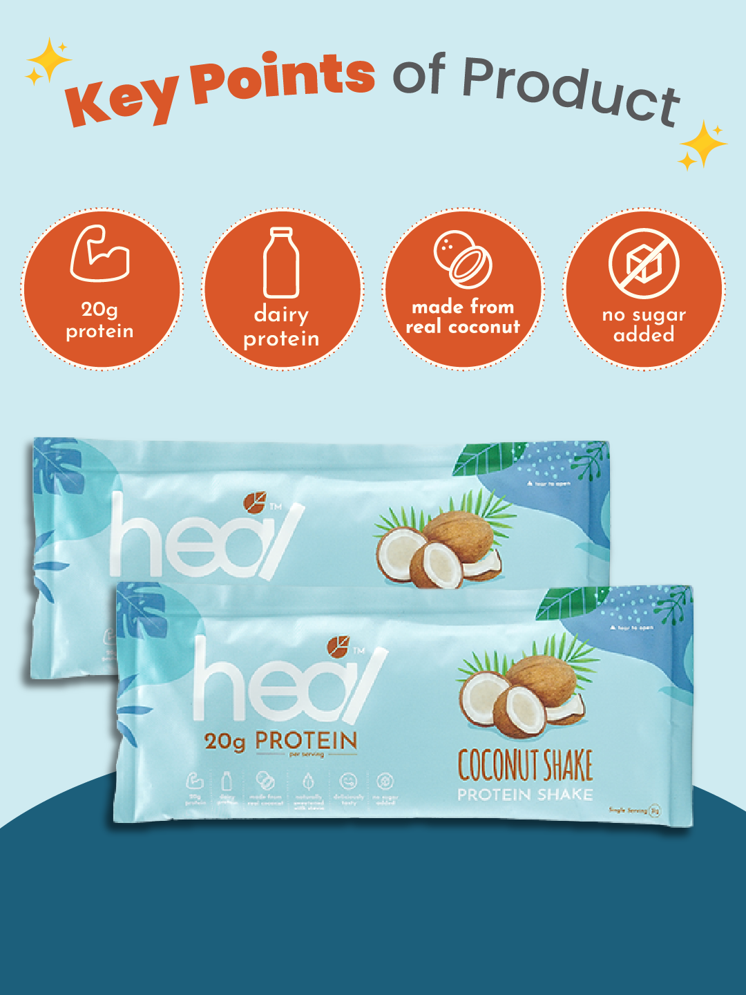 Heal Coconut Shake Protein Shake, Single Sachet (31g)