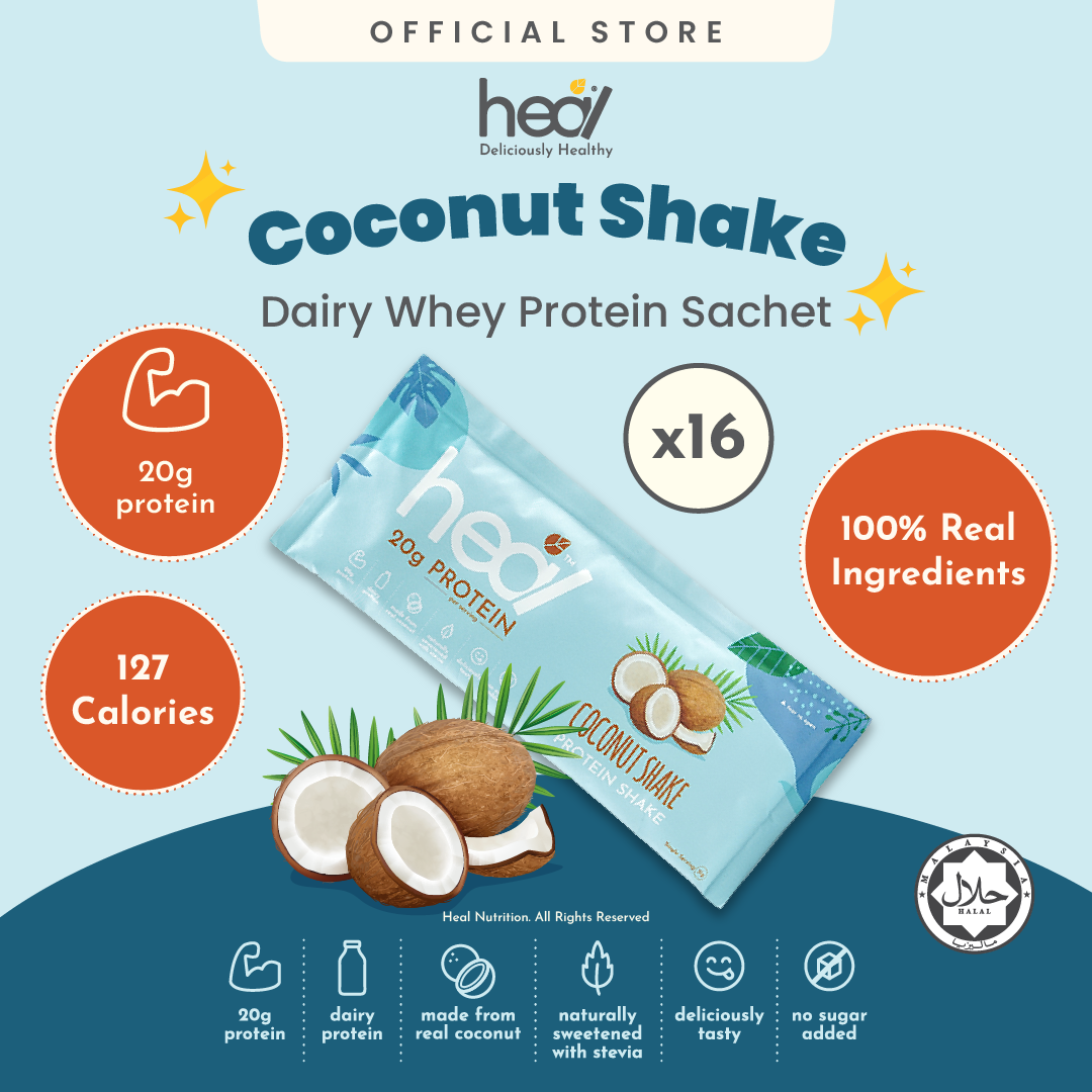 [Subscription Plan]  Heal Coconut Shake Protein Shake, 16 Sachets (31g)