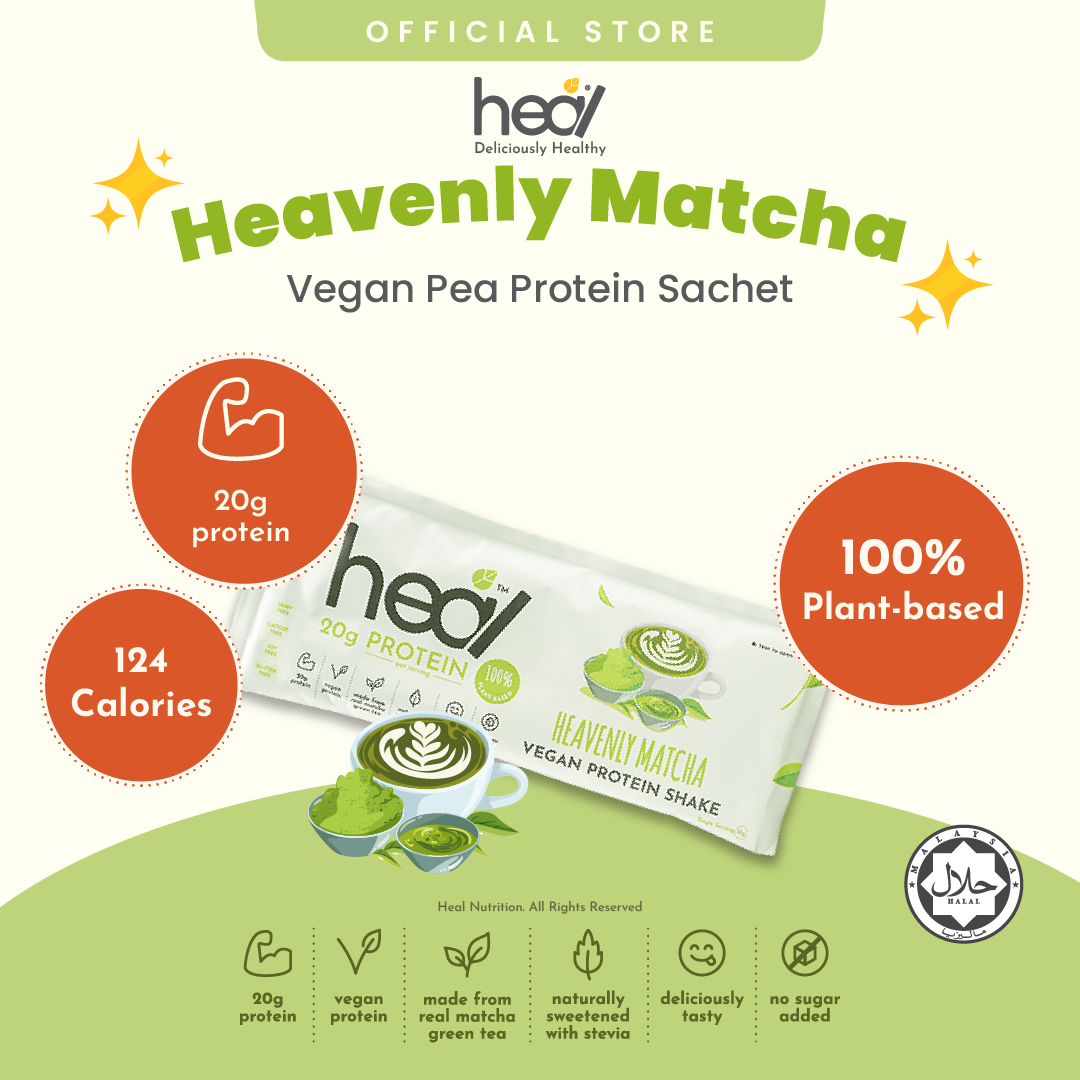 Heal Heavenly Matcha Vegan Protein Shake, Single Sachet (33g)