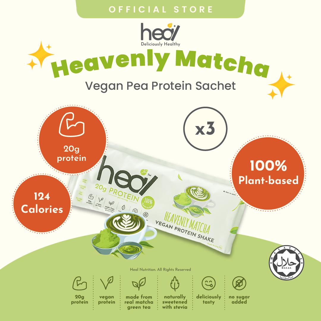 Heal Heavenly Matcha Vegan Protein Shake 3x Sachets Bundle (33g)