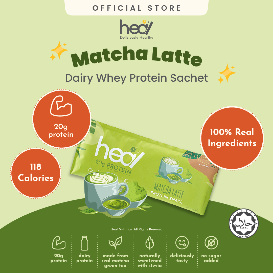 Heal Matcha Latte Protein Shake, Single Sachet (32g)