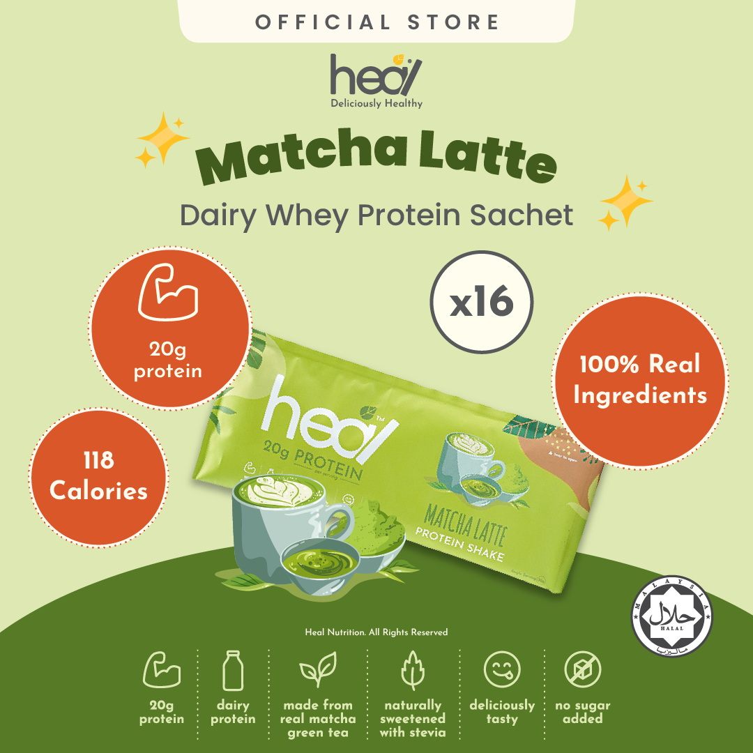 [Subscription Plan] Heal Matcha Latte Protein Shake, 16 Sachets (32g)