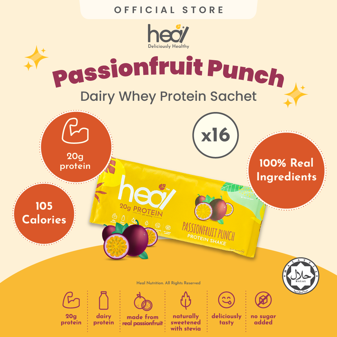 [Subscription Plan]  Heal Passionfruit Punch Protein Shake, 16 Sachets (30g)