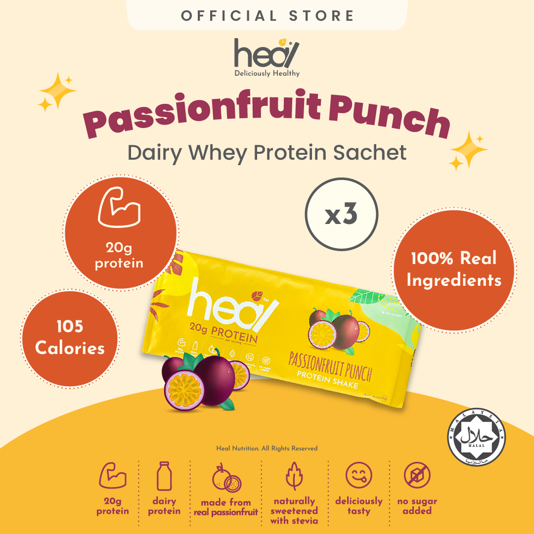 Heal Passionfruit Punch Protein Shake 3x Sachets Bundle (30g)