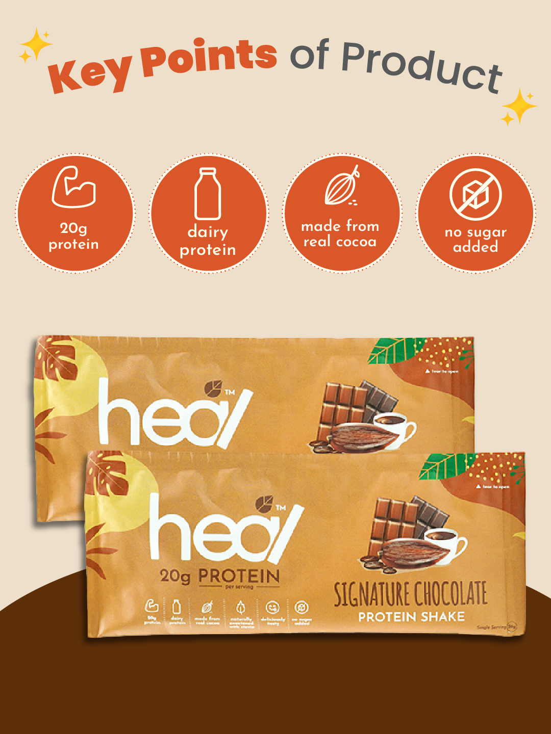 Heal Signature Chocolate Protein Shake 3x Sachets Bundle (39g)