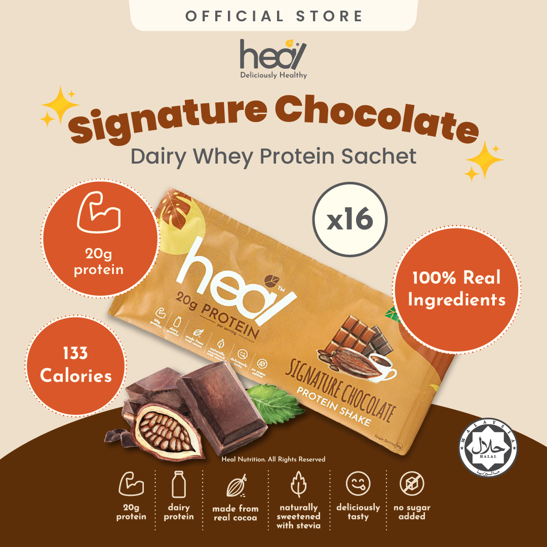 Heal Signature Chocolate Protein Shake, 16 Sachets (39g)