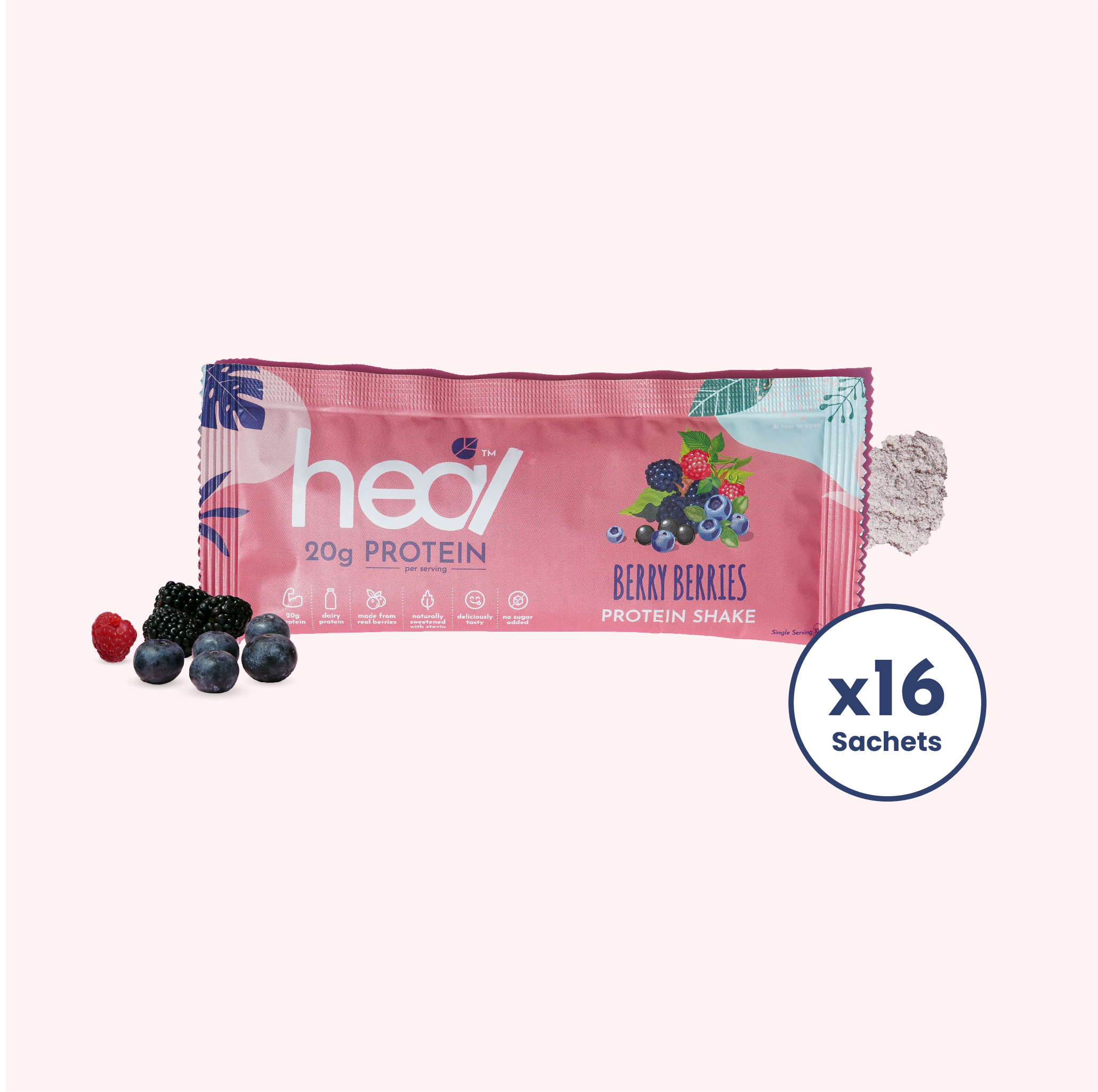 [Subscription Plan] Heal Berry Berries Protein Shake, 16 Sachets (30g)