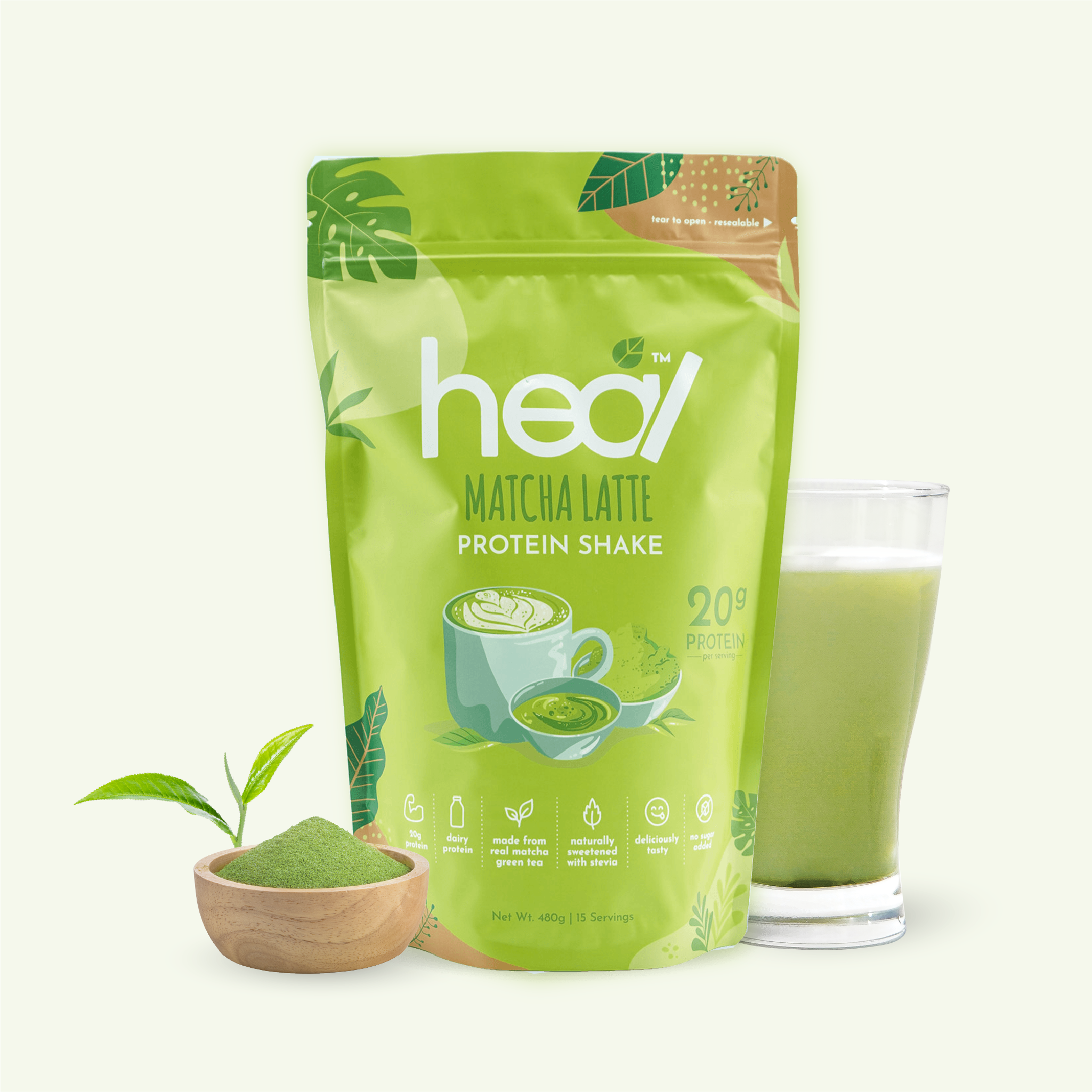 Heal Matcha Latte Protein Shake, 15 Servings Value Pack