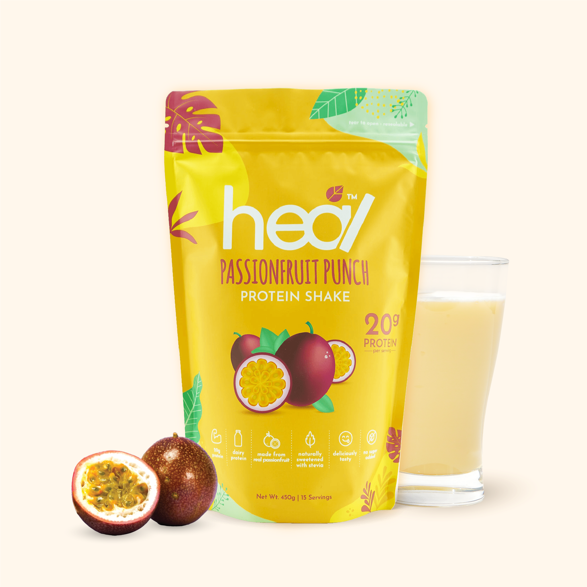 [Subscription Plan] Heal Passionfruit Punch Protein Shake, 15 Servings Value Pack