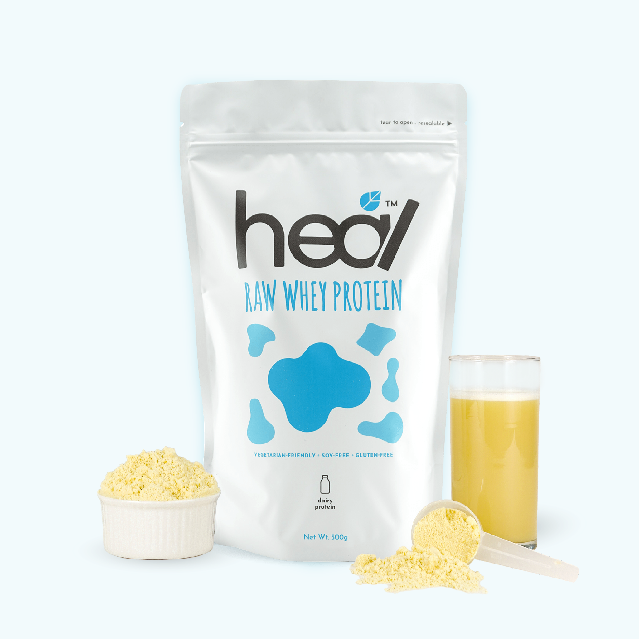 Heal Unflavored Whey Protein Powder, 500g
