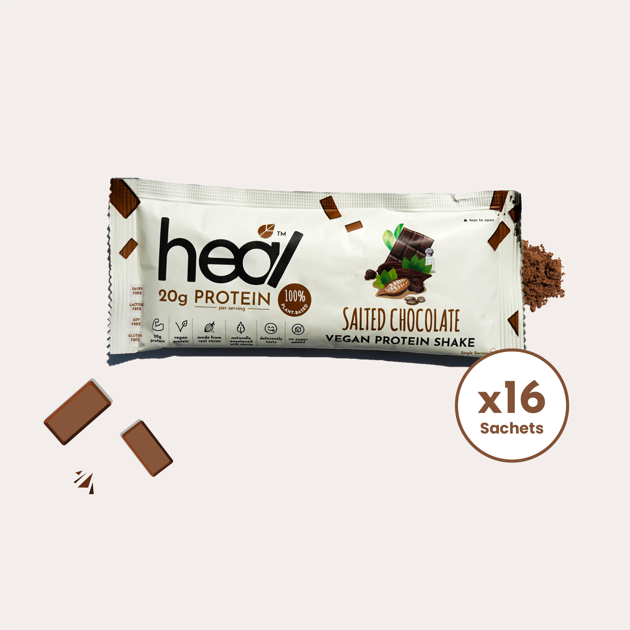 [Subscription Plan] Salted Chocolate Vegan Protein Shake, 16 Sachets (36g)